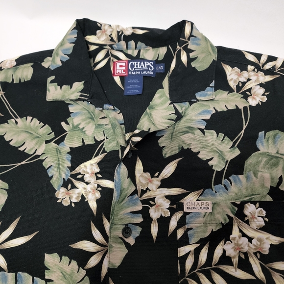 Vintage Chaps By Ralph Lauren Hawaiian Button Down Shirt Large - Picture 3 of 6